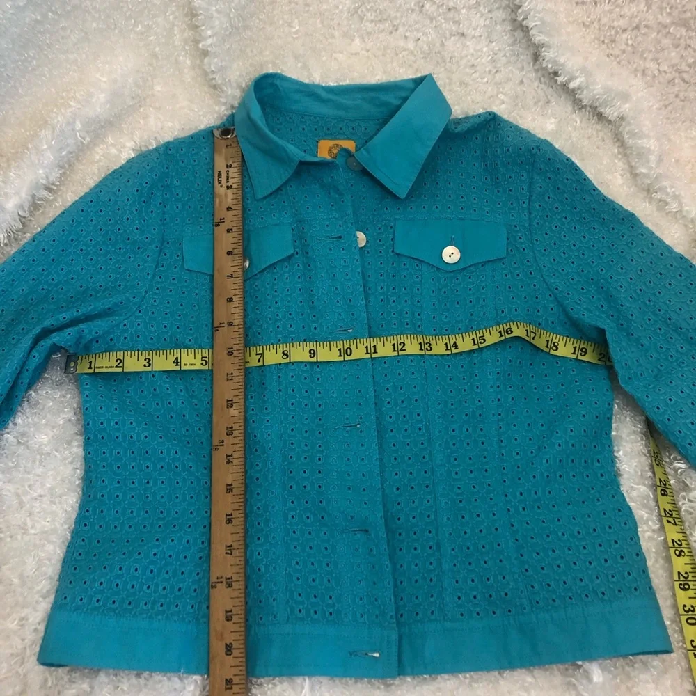 Ruby Rd. Teal Eyelet Jacket - Picture 8 of 8